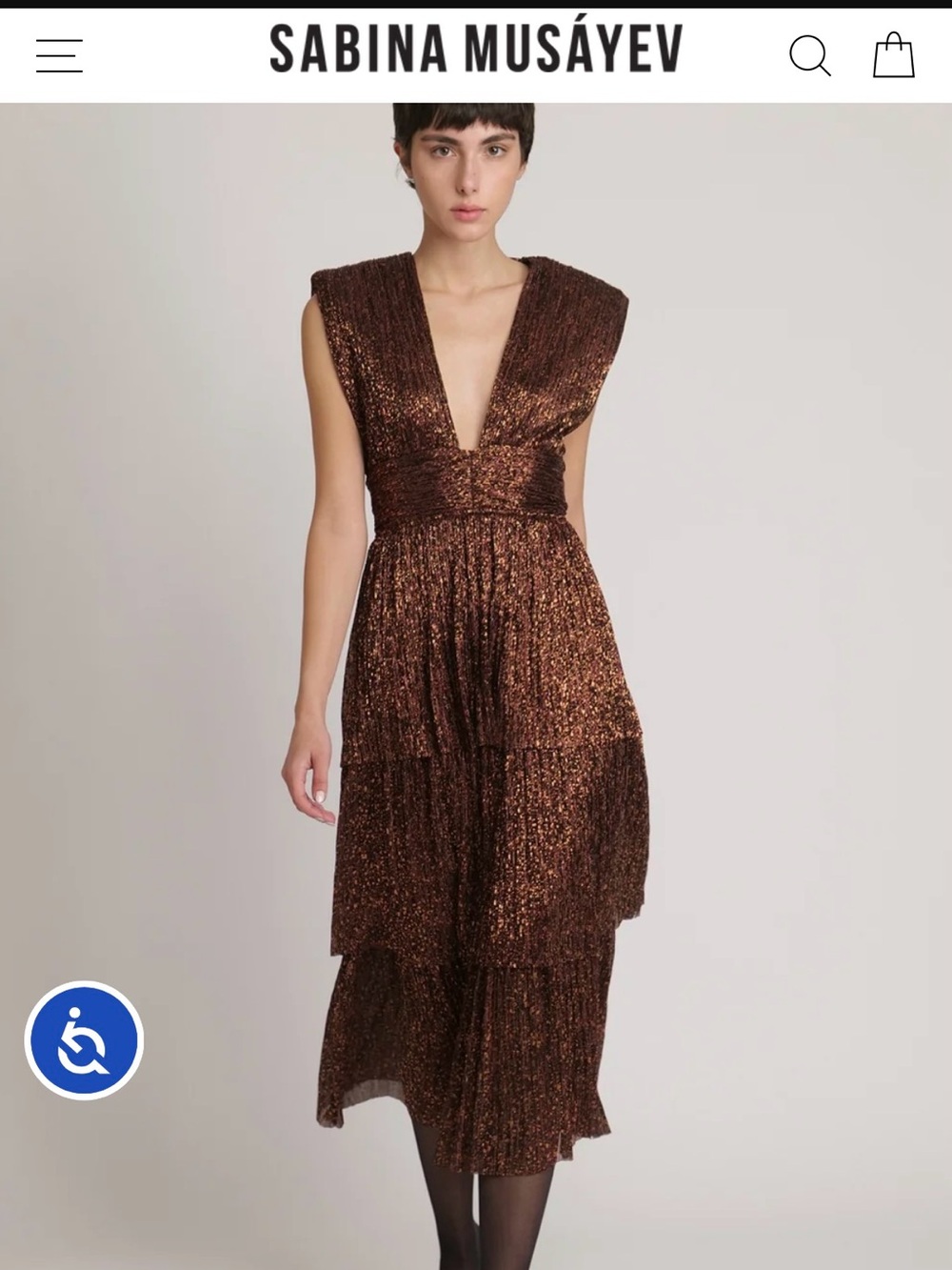 Sabina Musayev Tiered V-Neck Evening Dress